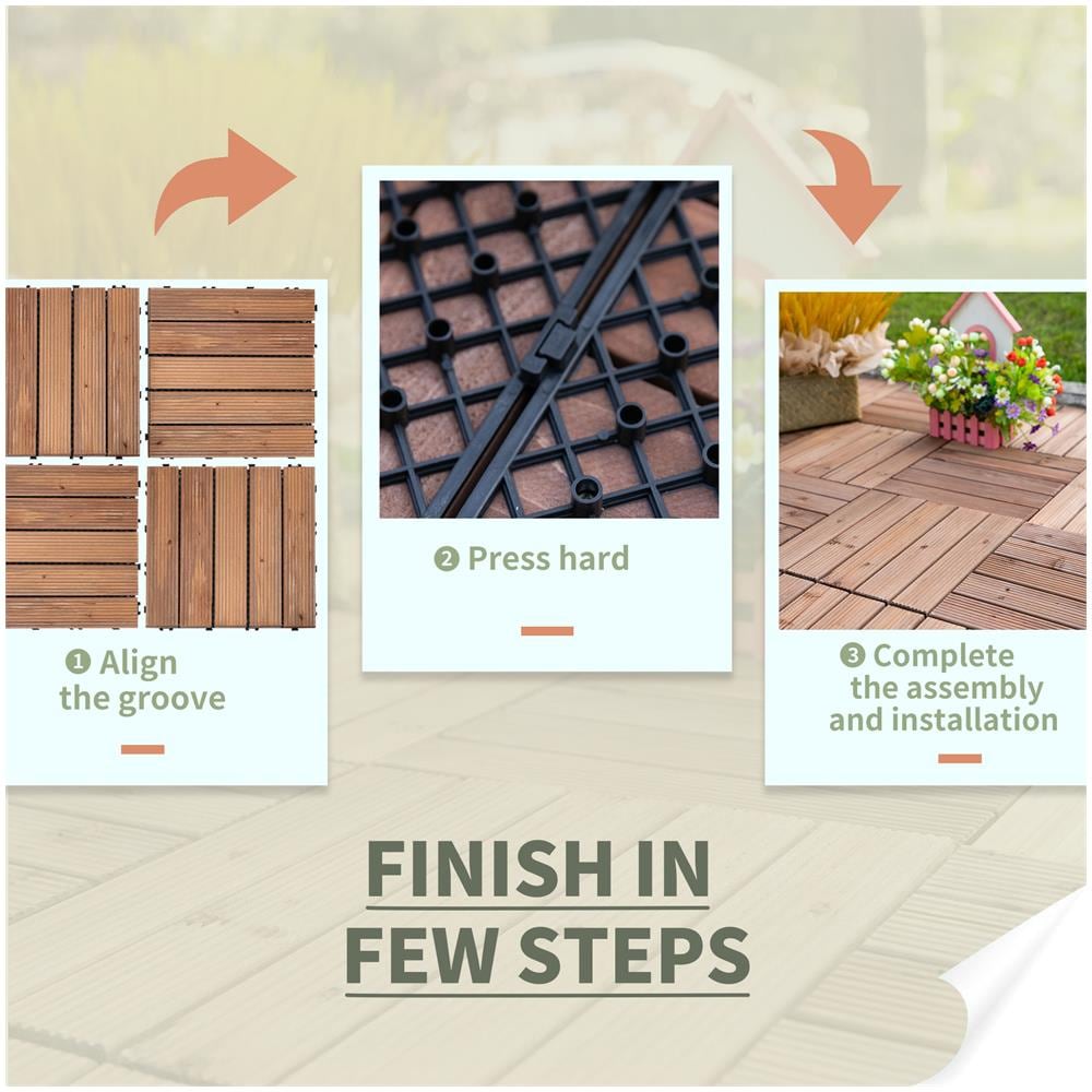 Piastrelle Per Esterni Montaggio A Incastro In Legno, Set 27 Pezzi - Foto 8