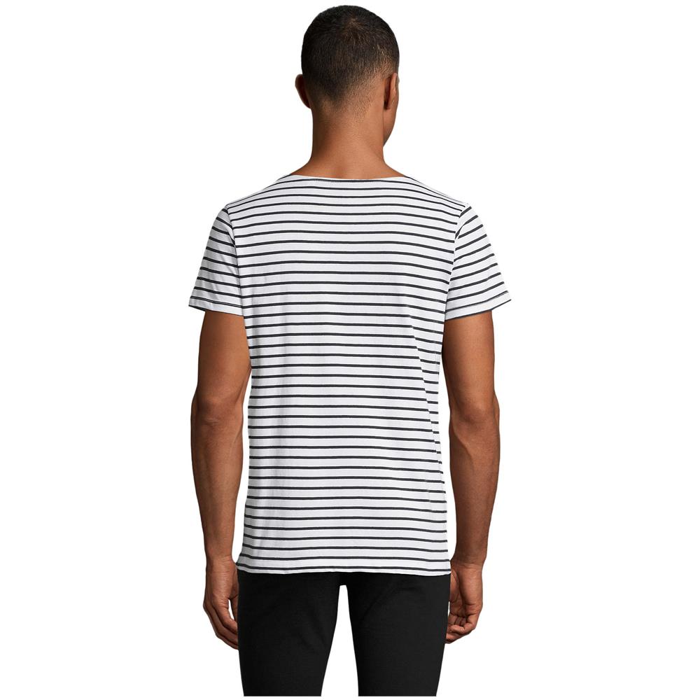 T-shirt Da Uomo Miles-girocollo A Righe -colore E Taglia Bianco / blue - Foto 2