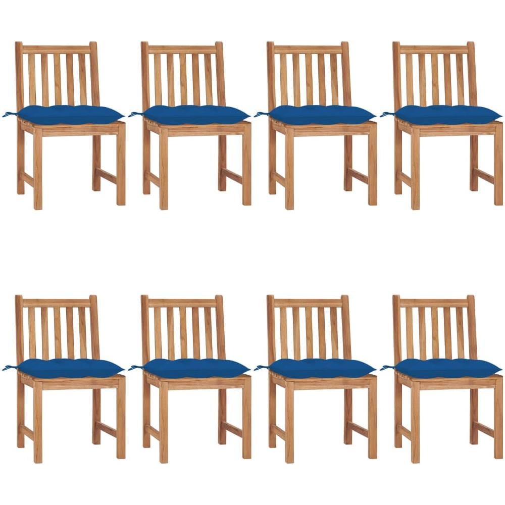 Sedie da Giardino con Cuscini 8 pz in Legno Massello di Teak - Foto 1