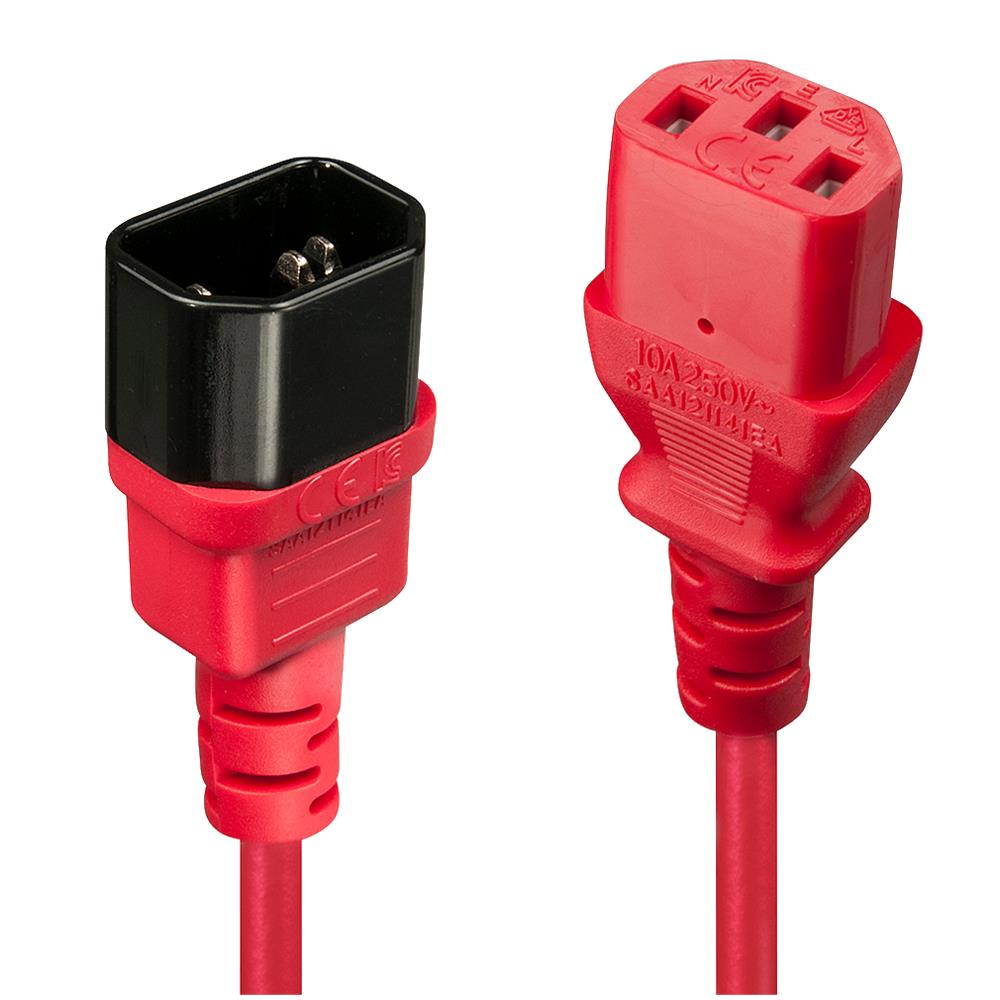 IEC C14 / IEC C13 M / F 0.5m IEC C14 IEC C13 Nero, Rosso cavo di interfaccia e adattatore - Foto 2