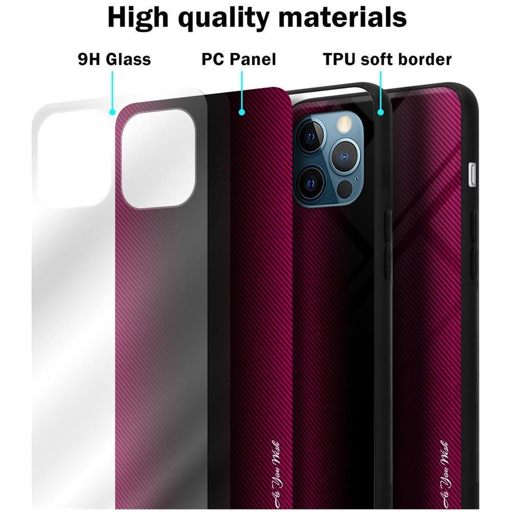 Custodia Compatibile Con Apple Iphone 12 Pro Max - Ottica A Strisce In Cremisi Rosa - Coperchio Protettivo In Vetro Temperato E Silicone Tpu - Foto 7