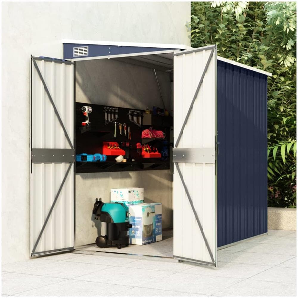 Capanno da Giardino a Parete Antracite 118x194x178 cm Acciaio - Foto 1