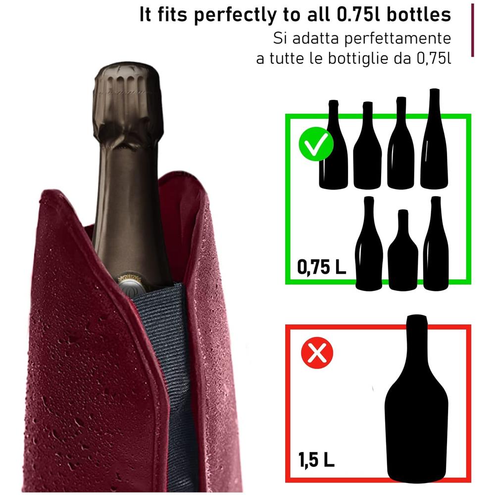 Borsa Termica Per Bottiglie Di Vino O Champagne, Refrigeratore Vino, Raffredda Bottiglie Di Vino Da Tavolo, Ghiaccio Per Bottiglie, Tessuto Idrorepellente Ed Elastico (bordeaux)  - Foto 7