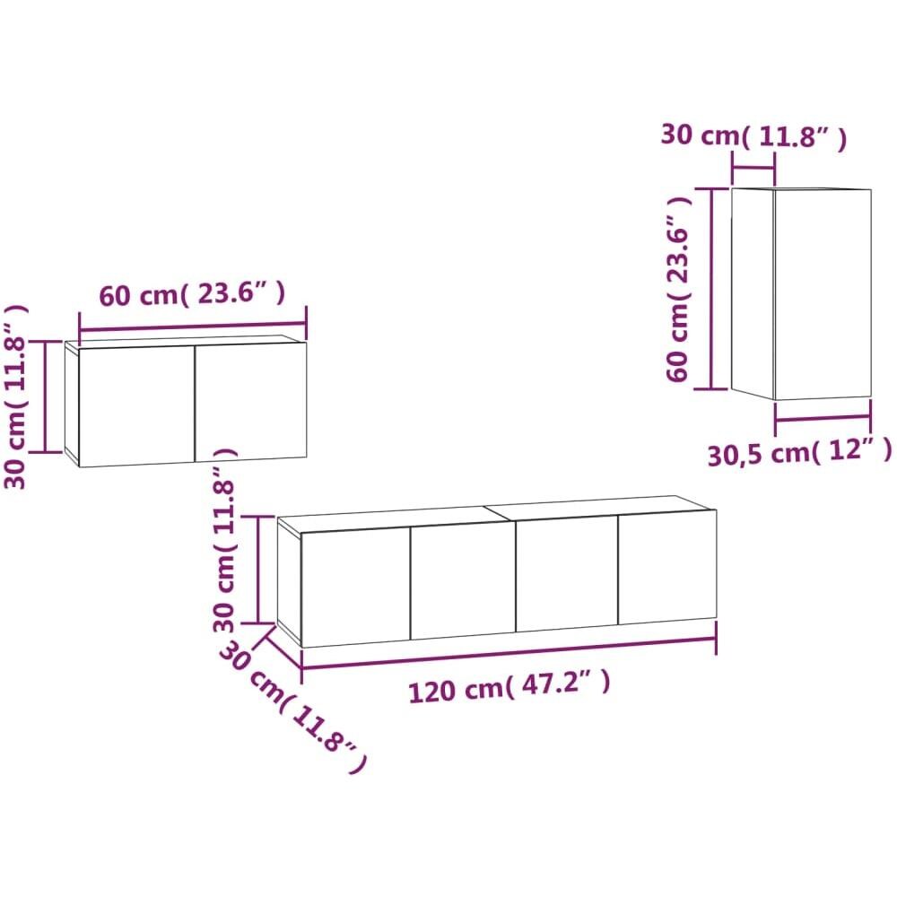 Set Di Mobili Porta Tv 4 Pz Rovere Fumo In Legno Multistrato - Foto 6