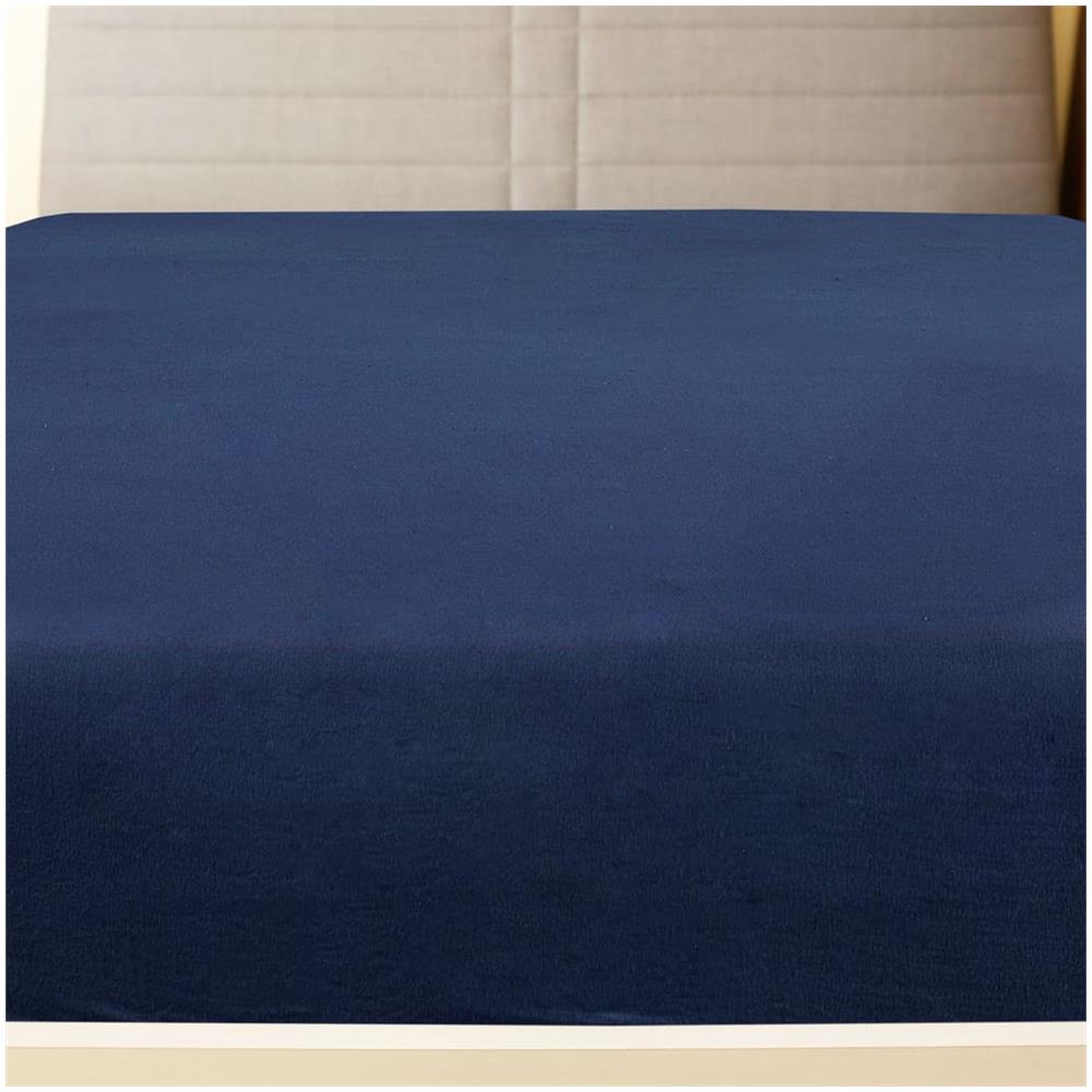 Lenzuola Con Angoli Jersey 2pz Blu Marino 160x200 Cm Cotone - Foto 2