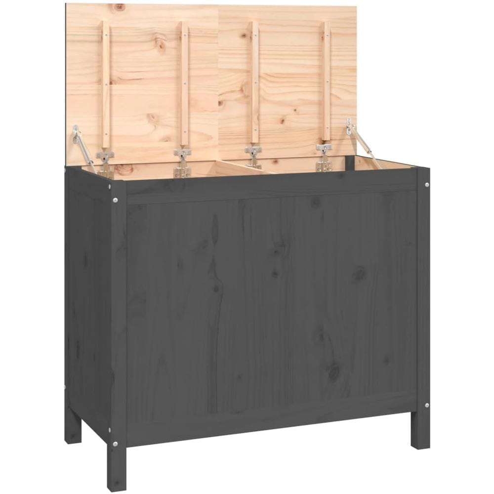 Contenitore Per Bucato Grigio 88,5x44x76 Cm Legno Massello Pino - Foto 2