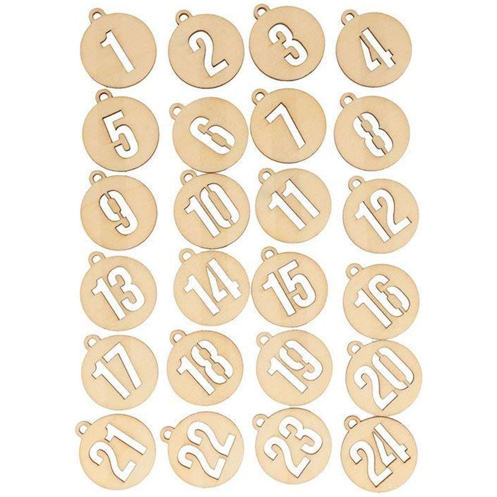 2 Set Di Numeri Rotondi Del Calendario Dell'avvento In Legno - Foto 1