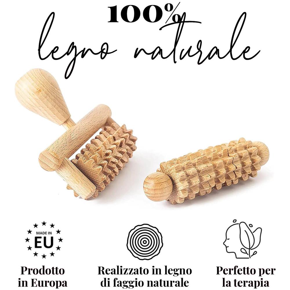 Set Di Massaggi In Legno Per Il Corpo Con Rullo Derma Per Il Viso, Il Collo, Le Braccia E Le Mani - Foto 1
