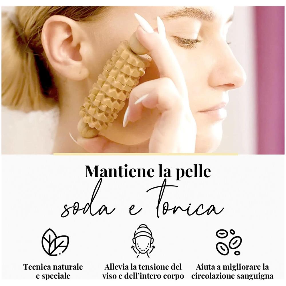 Set Di Massaggi In Legno Per Il Corpo Con Rullo Derma Per Il Viso, Il Collo, Le Braccia E Le Mani - Foto 2