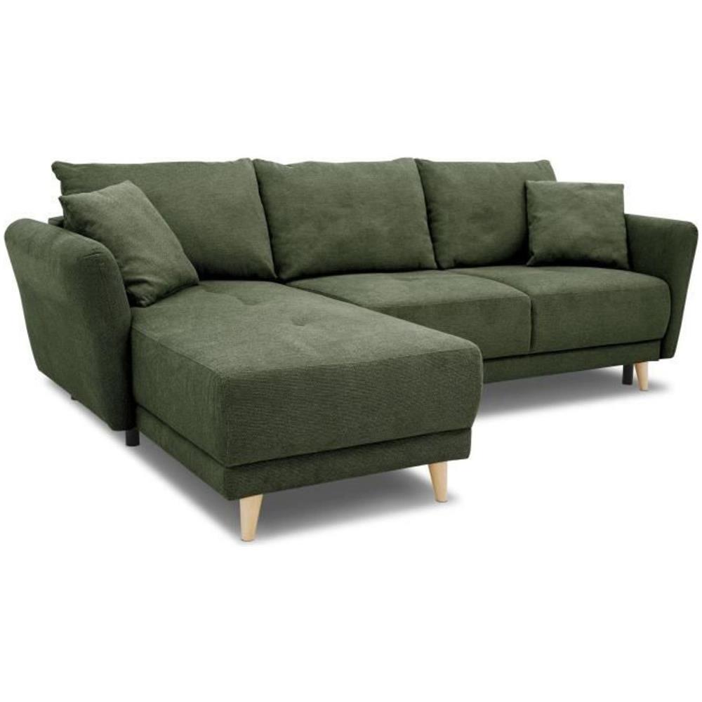 Divano Angolare Reversibile 3-4 Posiziona Il Tessuto Verde Oliva Con Cassa Di Stoccaggio - 244 X 158 X Altezza 95 Cm - Foto 1
