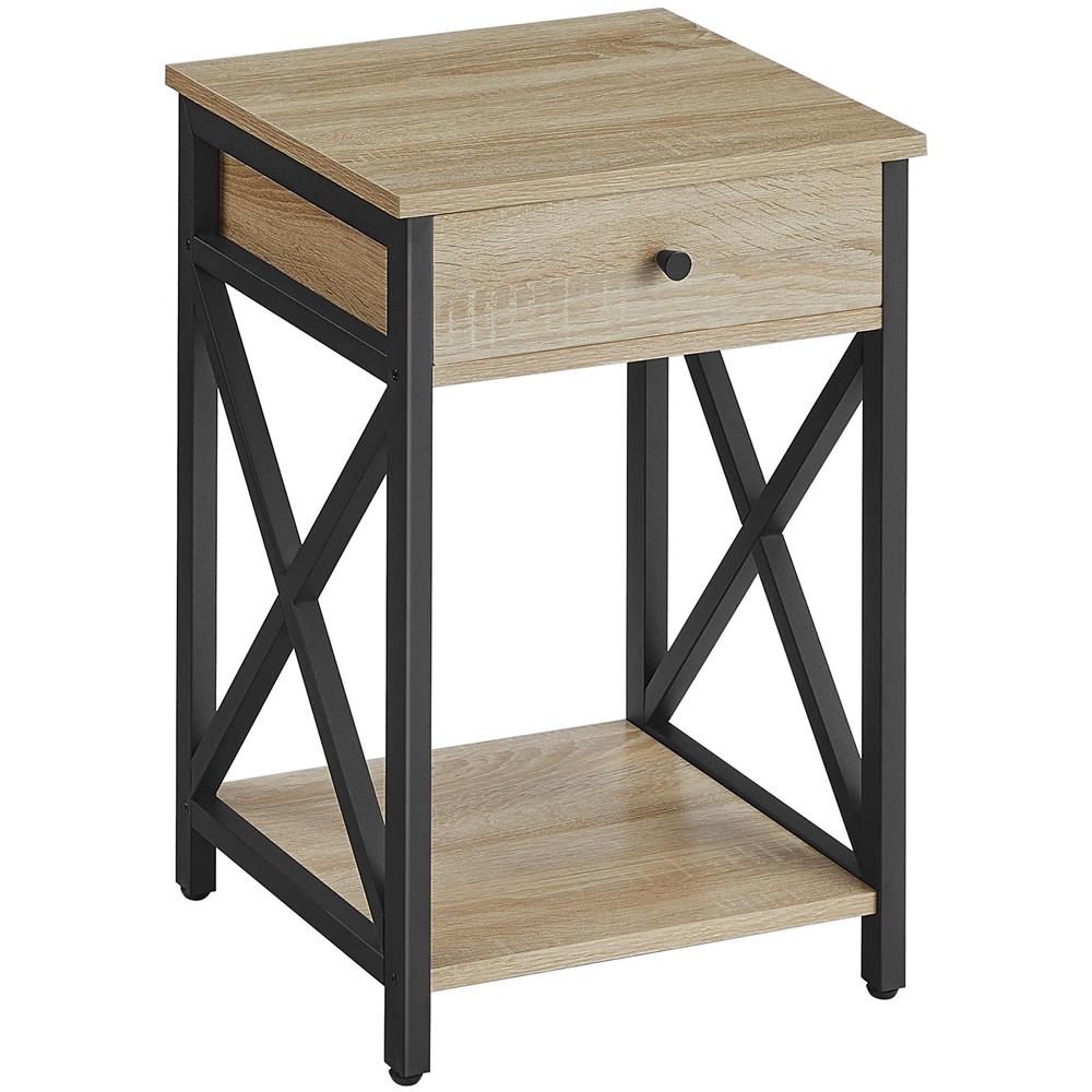 Comodino Valora con cassetto - Struttura nera con piedini regolabili - Foto 1