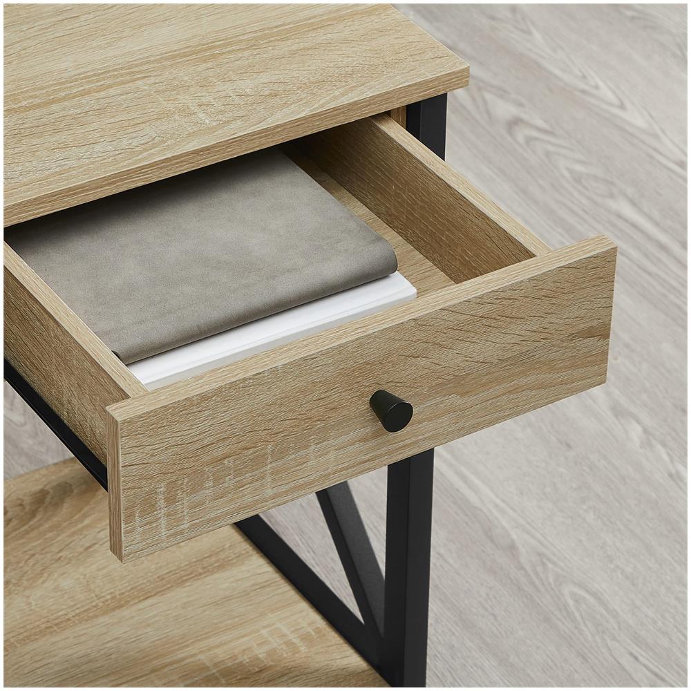 Comodino Valora con cassetto - Struttura nera con piedini regolabili - Foto 4