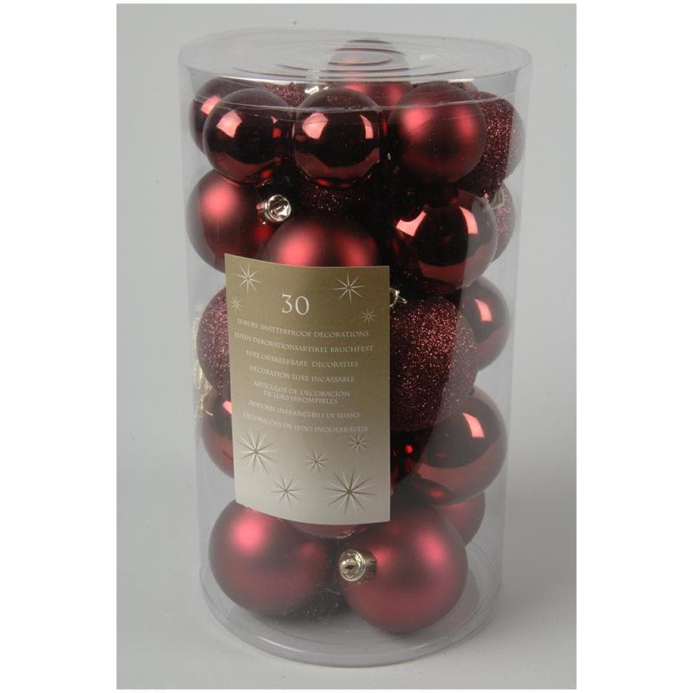 30 Palline Perla Opaco Lucido Glitterato Bordeaux Addobbi Decoro Albero - Foto 1