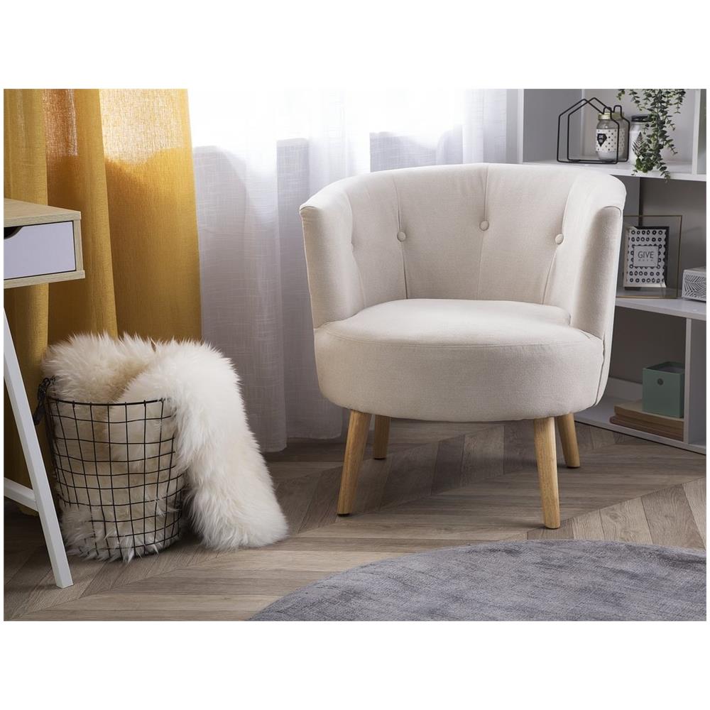 Poltrona In Tessuto Bianco Crema Odenzen - Foto 1