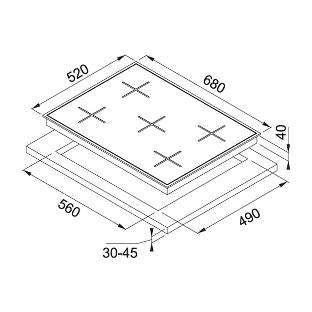 Piano Cottura a Gas FHNS 705 4G TC BK C 5 Fuochi Gas Colore Nero - Foto 2