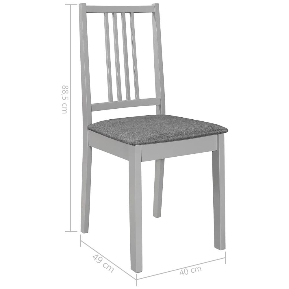 Sedie Da Pranzo Con Cuscini 6 Pz Grigie In Legno Massello - Foto 7