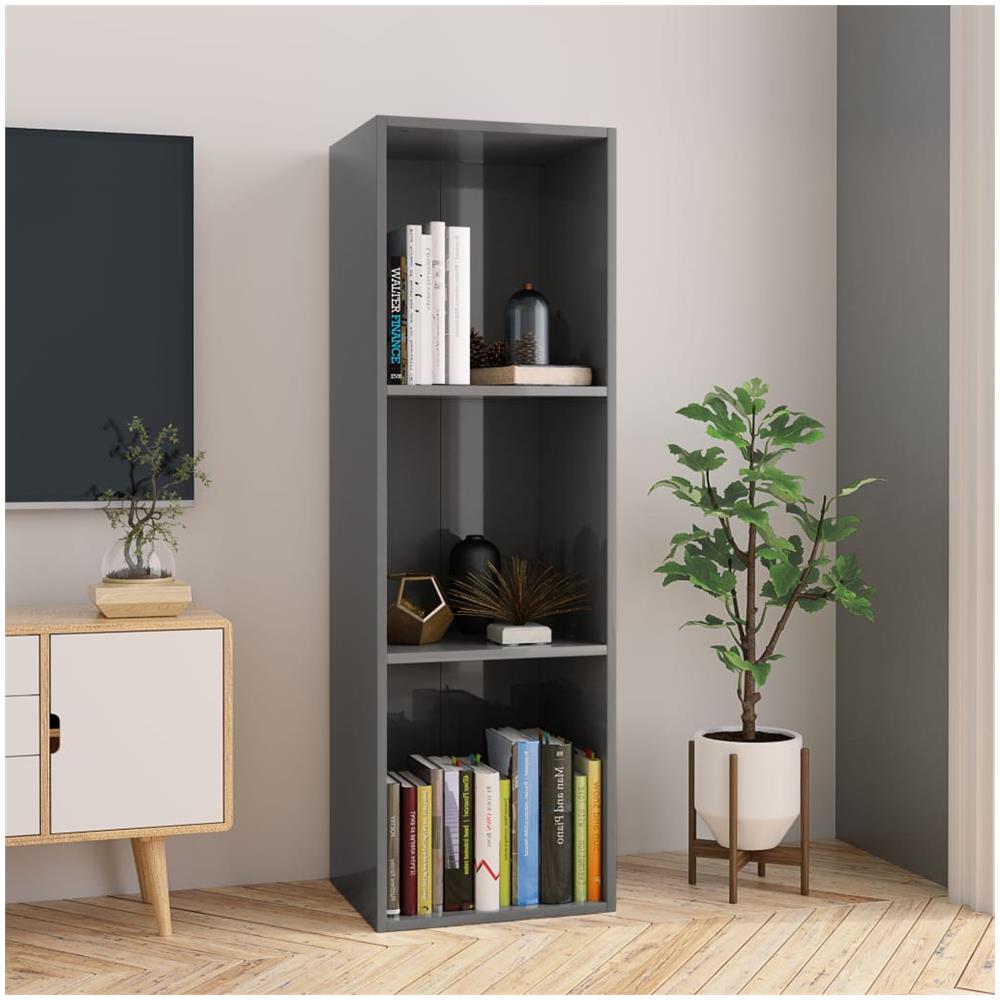 Libreria /Mobile TV Grigio Lucido 36x30x114 cm Legno Multistrato - Foto 1