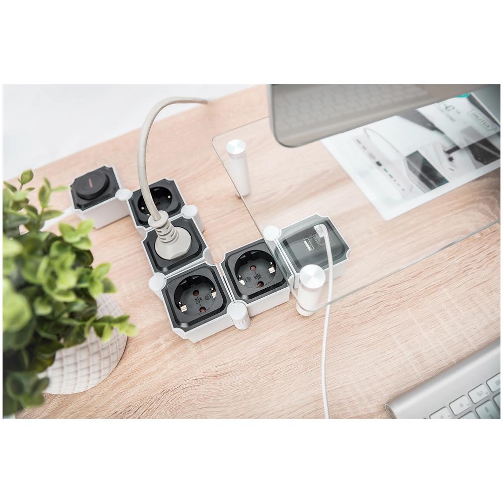 Presa multipla flessibile da 4 con 2 attacchi USB e interruttori - Foto 2