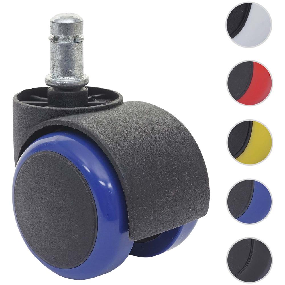 Mendler Set 5 Ruote Per Sedie Ufficio Girevoli 50mm Gialle: Rivestite In Poliuretano Per Pavimenti Duri
