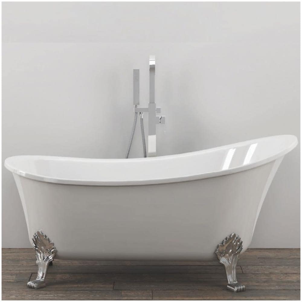 Vasca Da Bagno Free Standing Ovale Con Piedini Bianco Lucido 160 X 75 X 84cm - Foto 2