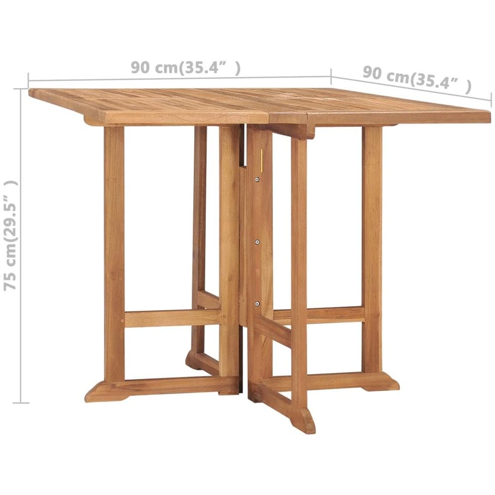 Tavolo Da Giardino Pieghevole 90x90x75 Cm In Massello Di Teak - Foto 7