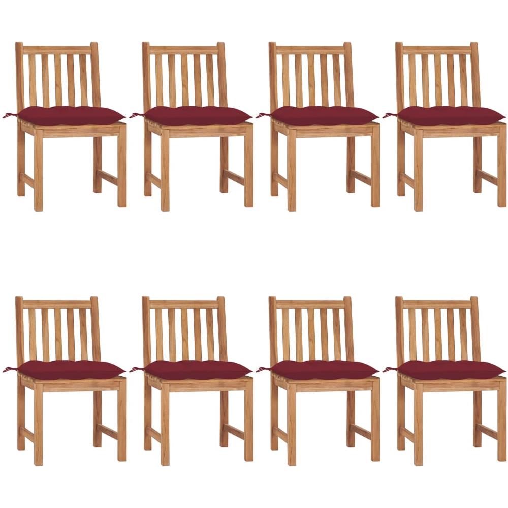 Sedie da Giardino con Cuscini 8 pz in Legno Massello di Teak - Foto 1