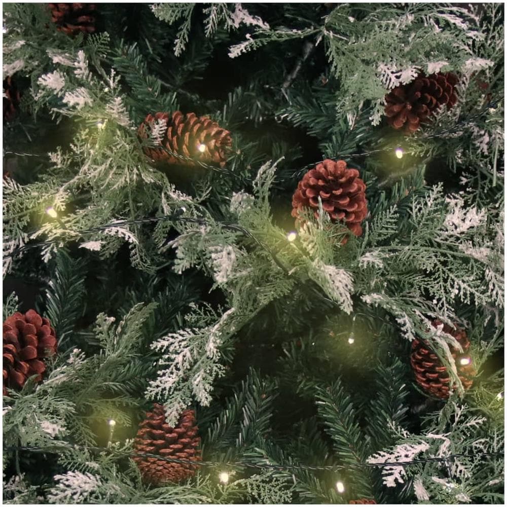 Albero di Natale con LED e Pigne Verde e Bianco 225 cm PVC e PE - Foto 2