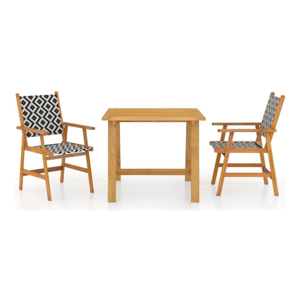 Set Mobili Da Pranzo Per Giardino 3 Pz Legno Massello Di Acacia - Foto 2