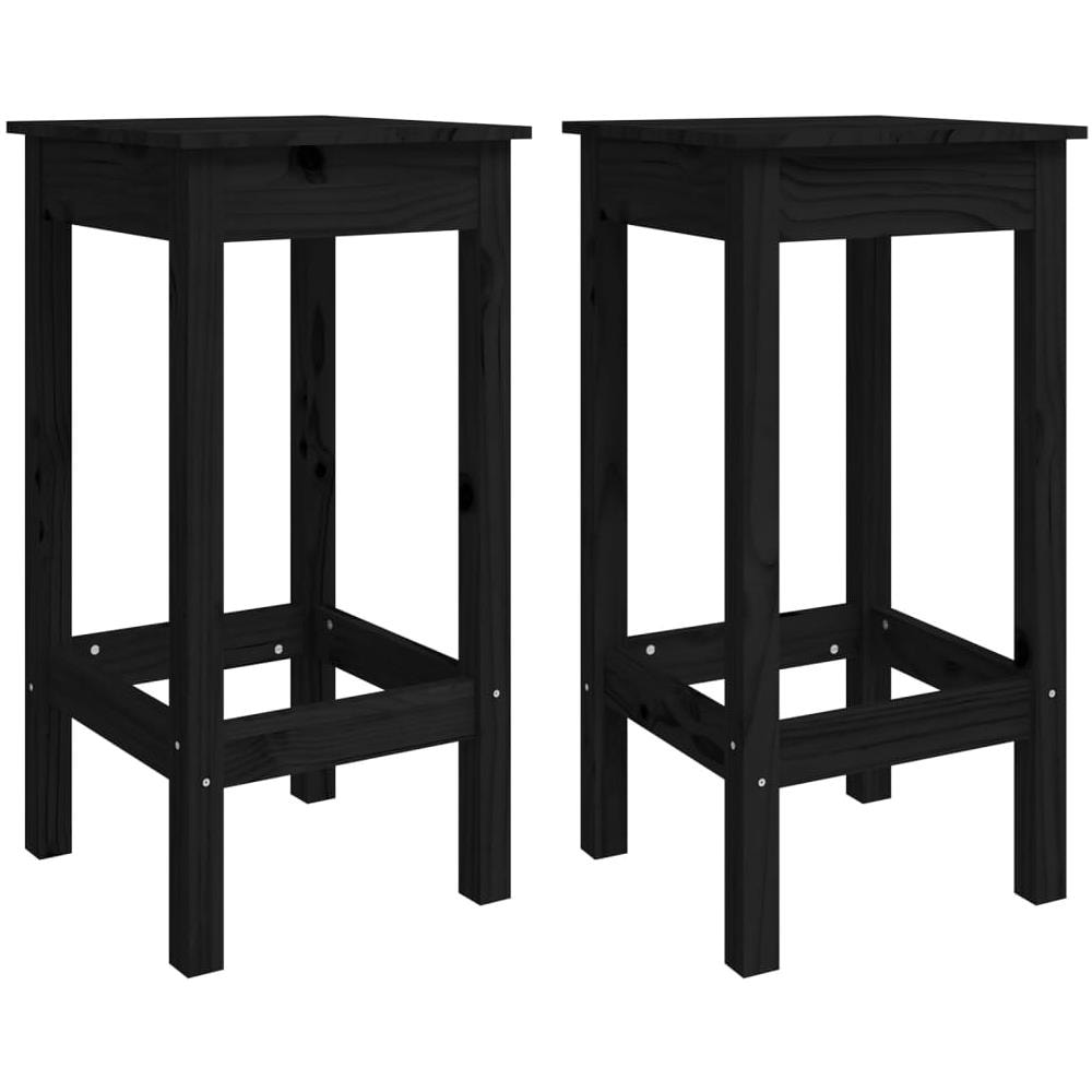 Sgabelli da Bar 2 pz Neri 40x40x78 cm Legno Massello di Pino - Foto 1