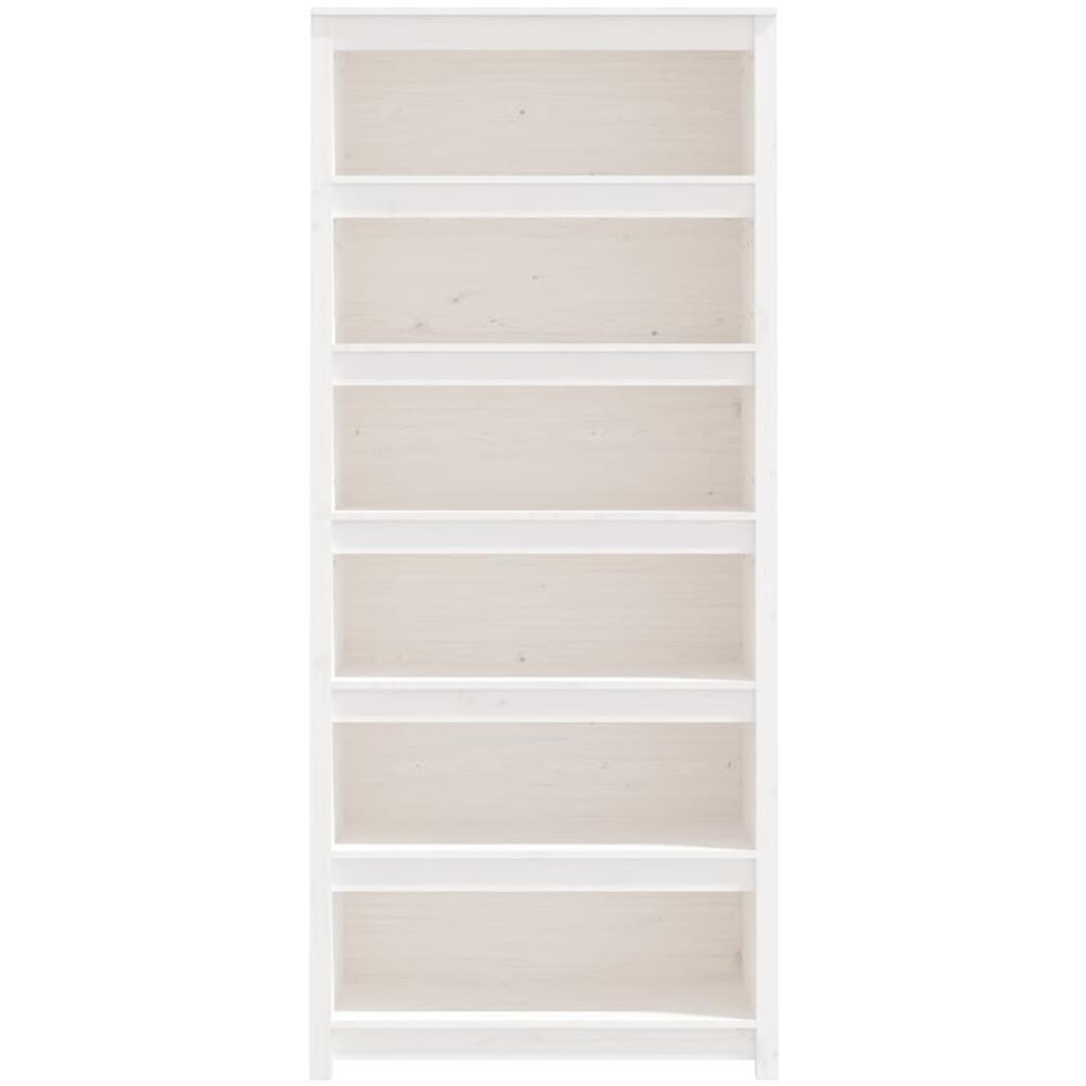 Libreria Bianca 80x35x183 Cm In Legno Massello Di Pino - Foto 2