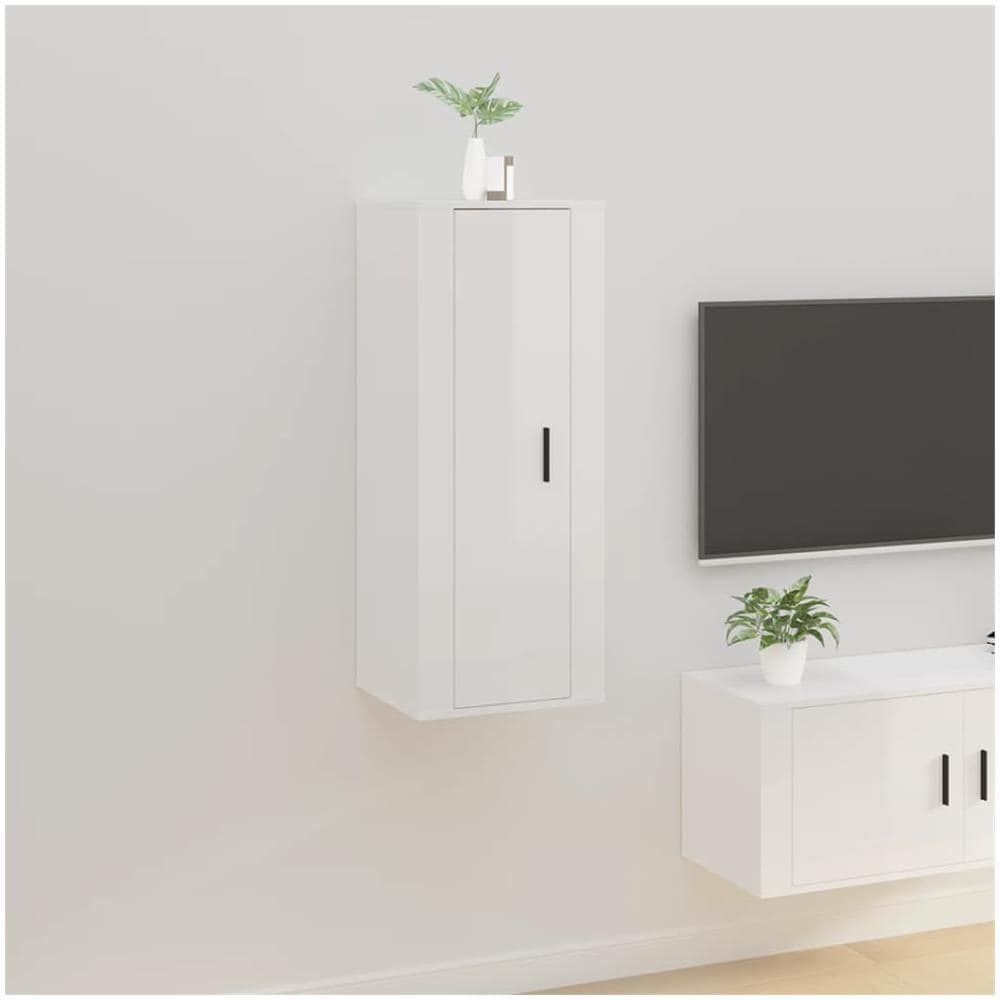 Mobile Porta Tv A Parete Bianco Lucido 40x34,5x100 Cm - Foto 1