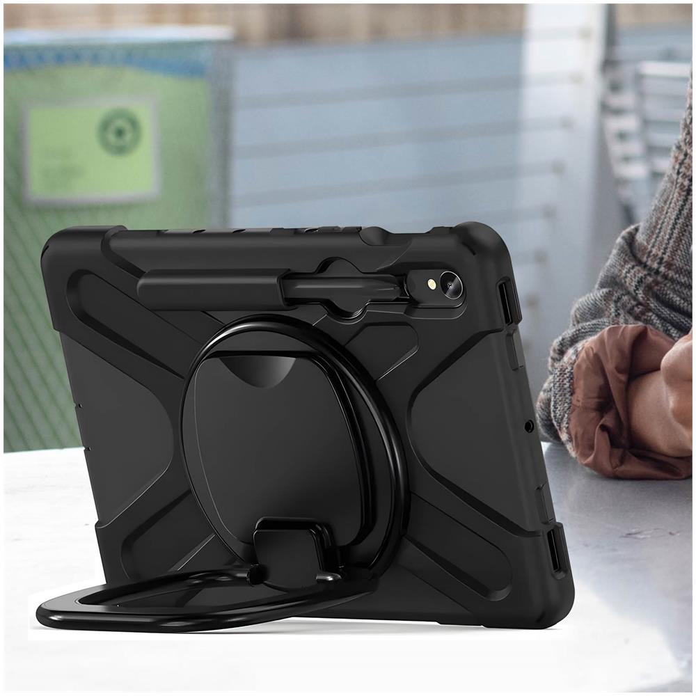 Cover Per Samsung Tab S9, S8 E S7 Antishock Manico Ruotabile Supporto Nera - Foto 2