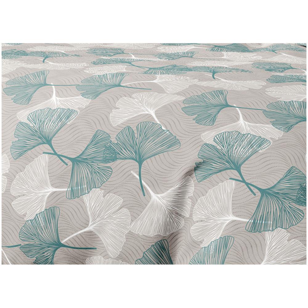 Sacco Copripiumino In 100% Cotone Made Italy Moderno Disegno Ginko Singolo Verde - Foto 2