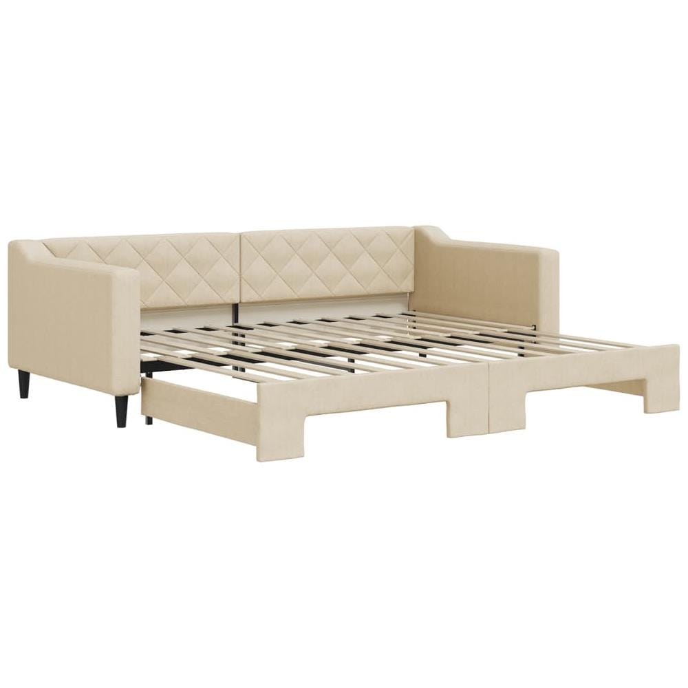 Divano Letto Con Letto Estraibile Crema 90x200 Cm In Tessuto - Foto 2