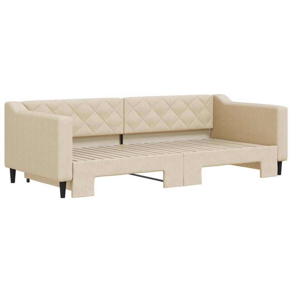 Divano Letto Con Letto Estraibile Crema 90x200 Cm In Tessuto - Foto 3