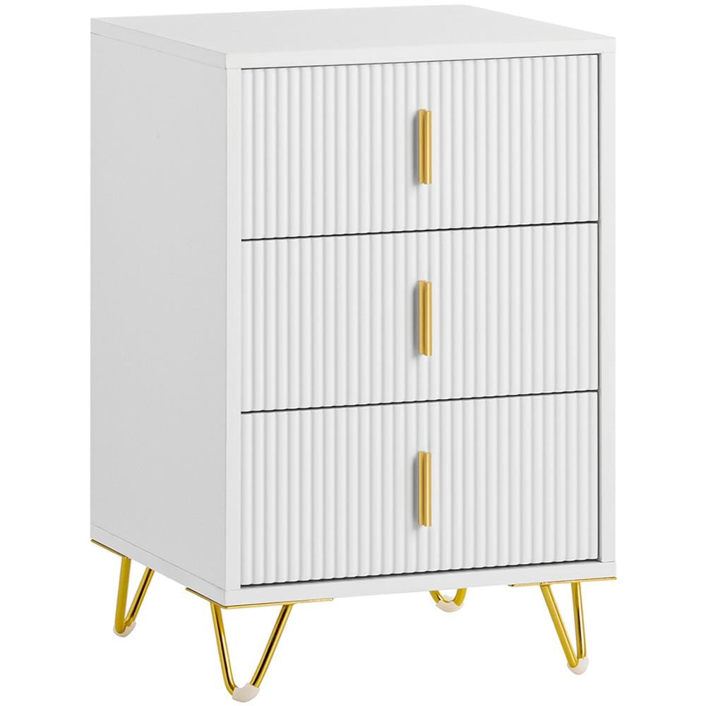 Comodini Letto Con 3 Cassetti Tavolino Da Salotto O Soggiorno Tavolino Telefono Bianco 40x40x63cm, Fbt115-l-w - Foto 1