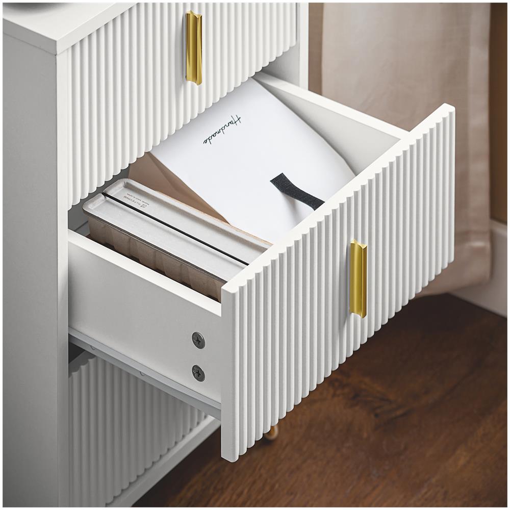 Comodini Letto Con 3 Cassetti Tavolino Da Salotto O Soggiorno Tavolino Telefono Bianco 40x40x63cm, Fbt115-l-w - Foto 2