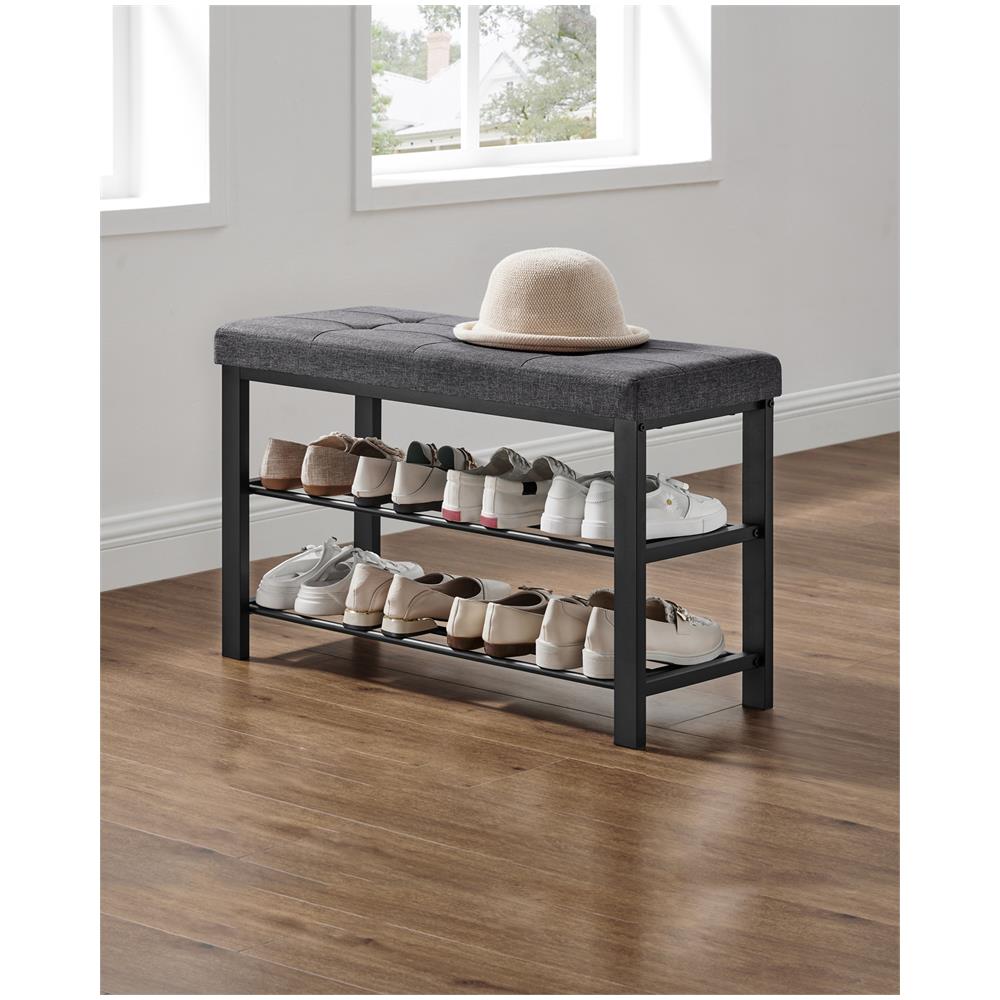 Scarpiera con seduta, grigio scuro, stile industriale LBS57GYZ - Foto 2