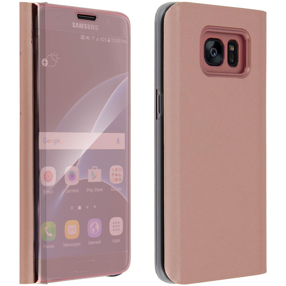 Custodia A Specchio Con Funzione Supporto Per Samsung Galaxy S7 Edge - Rosa - Foto 2
