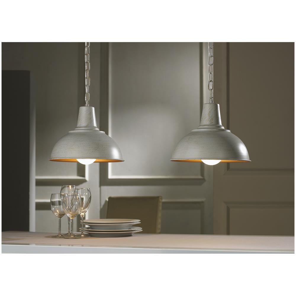 Lampada A Sospensione Stile Industriale In Metallo Avorio Invecchiato Con Interno Dorato - Foto 2