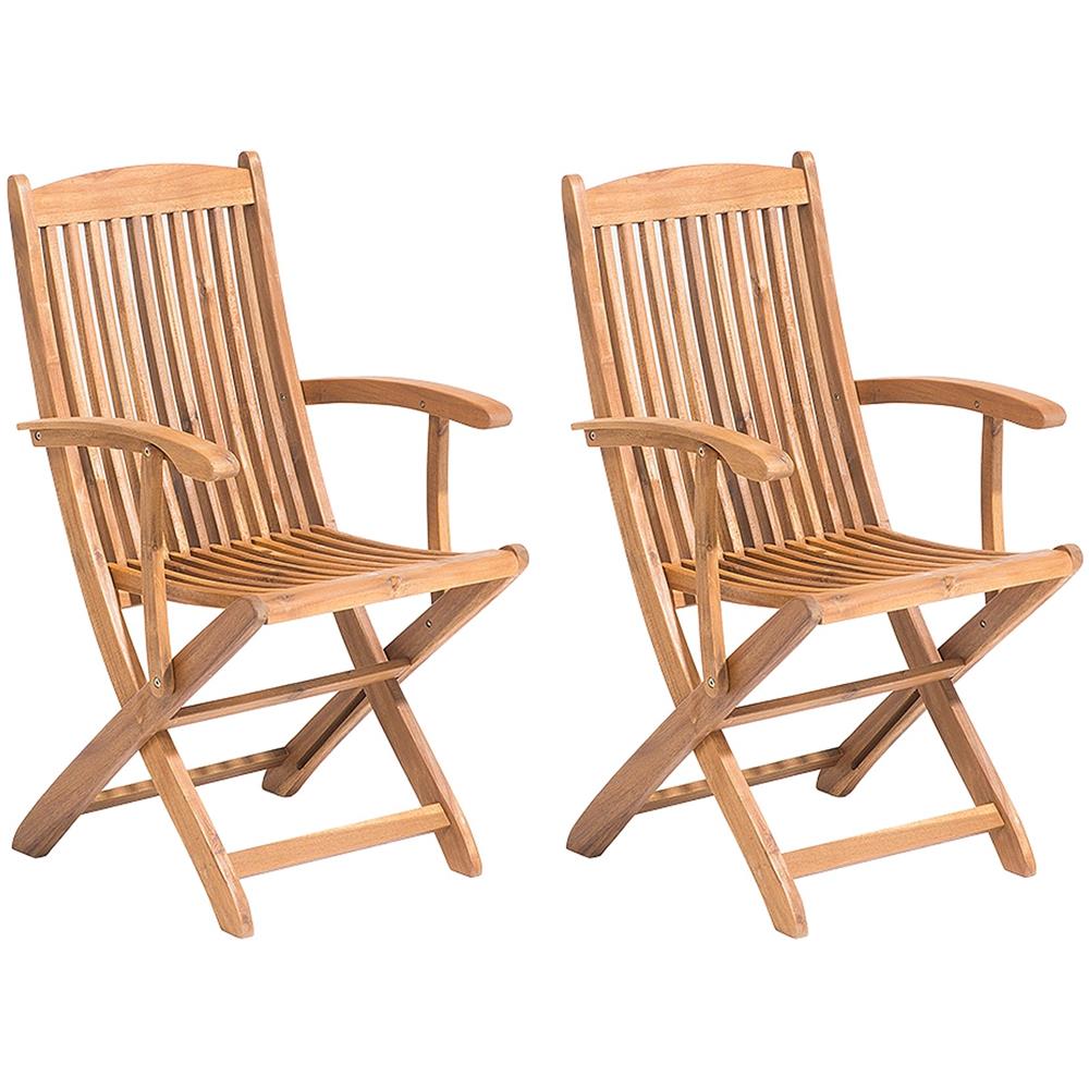 Set Di 2 Sedie Da Giardino In Legno Con Poggiabraccia Maui - Foto 1