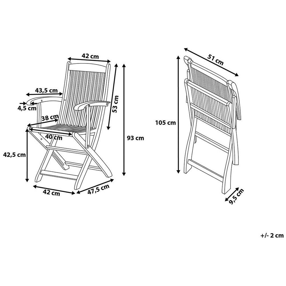 Set Di 2 Sedie Da Giardino In Legno Con Poggiabraccia Maui - Foto 2