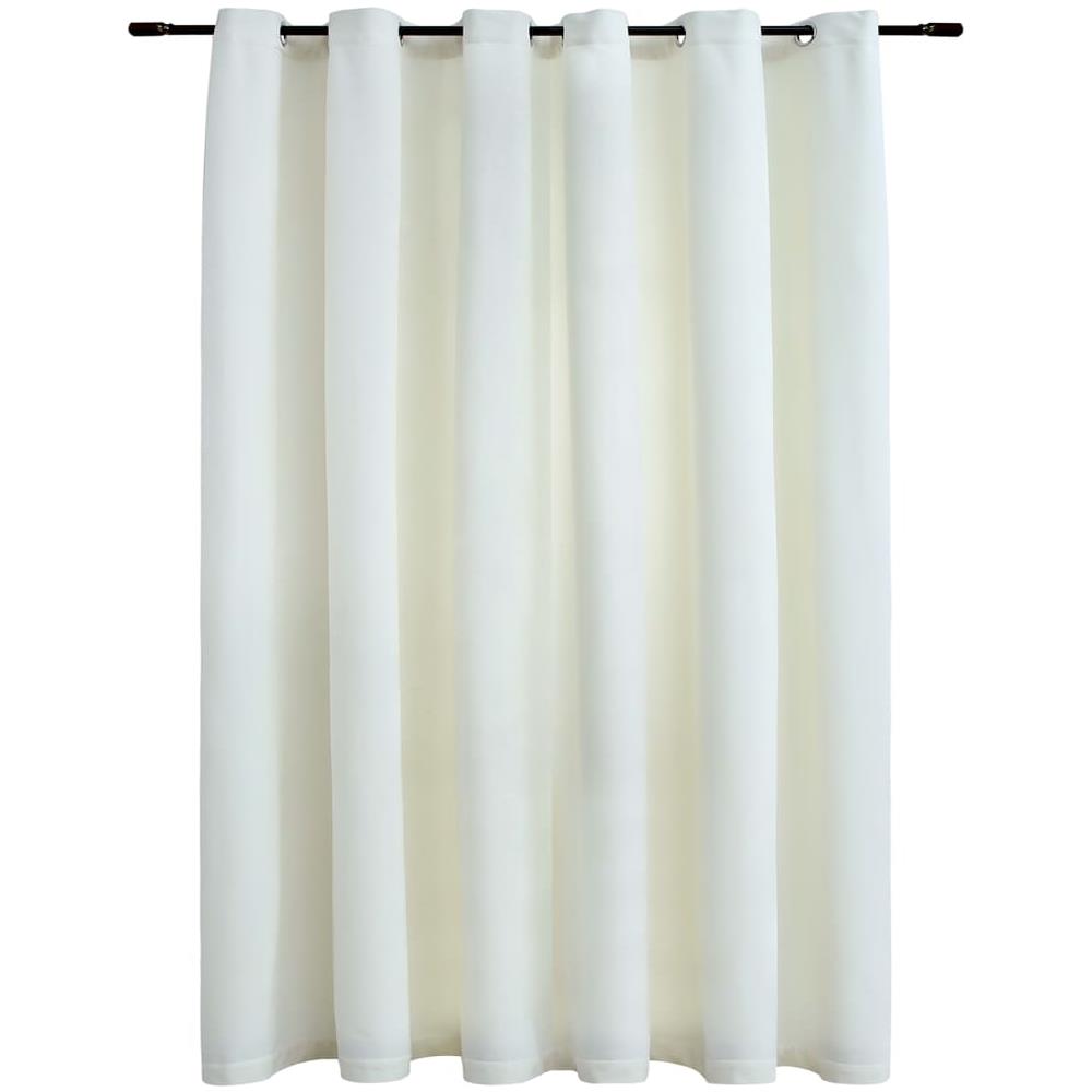 Tenda Oscurante Con Anelli In Metallo Velluto Crema 290x245 Cm - Foto 2
