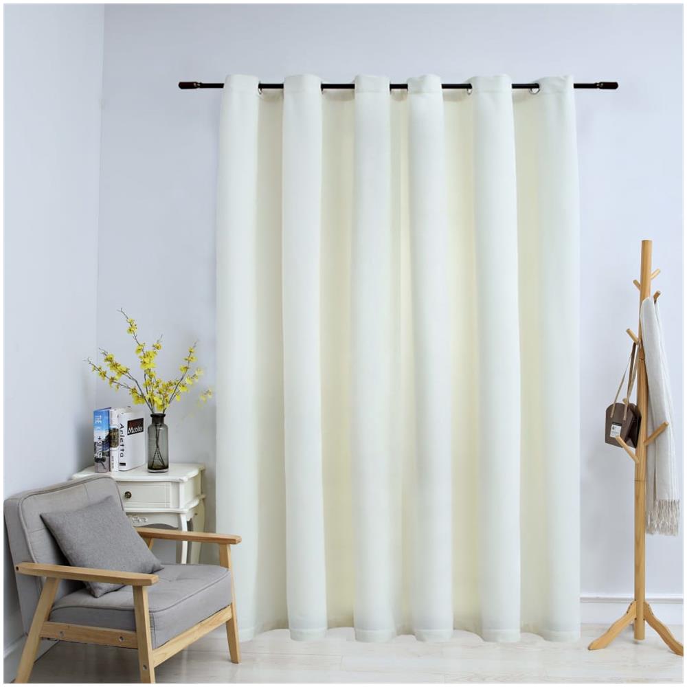 Tenda Oscurante Con Anelli In Metallo Velluto Crema 290x245 Cm - Foto 1