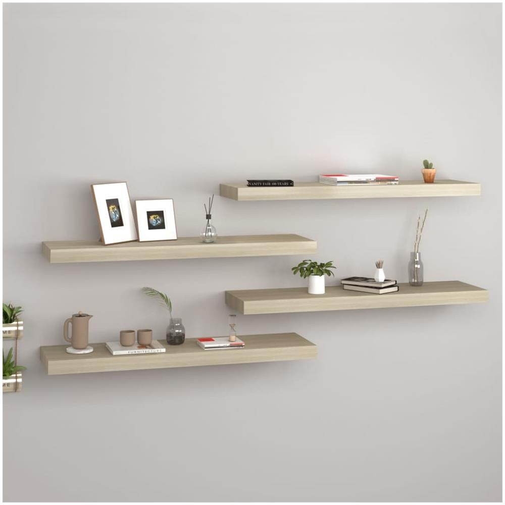Scaffali A Parete 4 Pz Rovere 80x23,5x3,8 Cm In Mdf - Foto 1