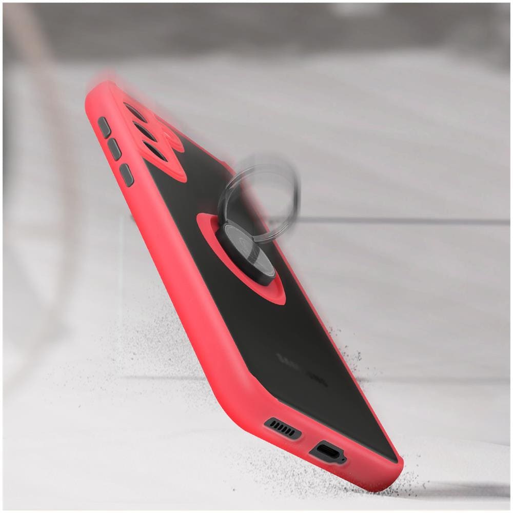 Cover Samsung Galaxy S21 Fe Bimateriale Anello Supporto Metallico Rossa - Foto 5