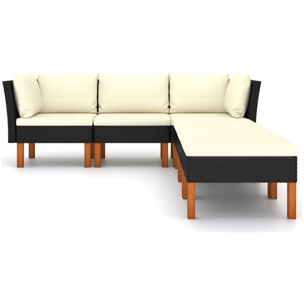Set Divani da Giardino 6 pz con Cuscini in Polyrattan Nero - Foto 1