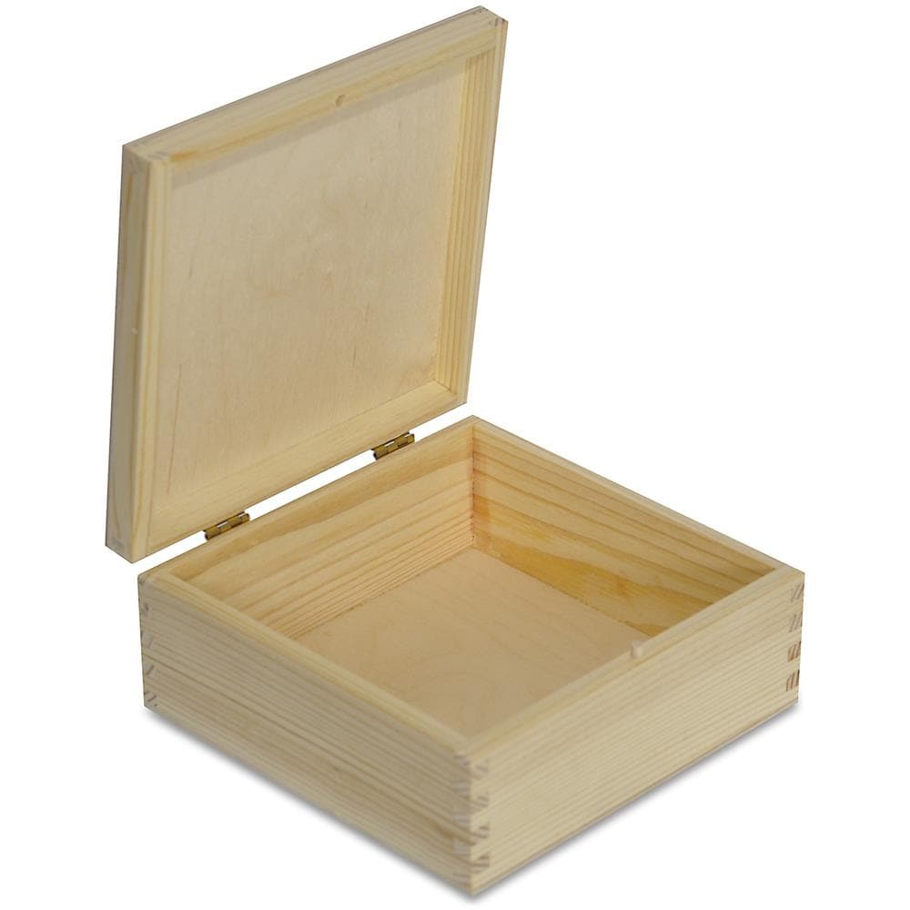 Quadrata Scatola In Legno Con Coperchio | 16,2 X 16,2 X 7,2 Cm | Scatole Cassetta Conteniore Portaoggetti Portagiochi Cofanetto | Perfetta Per Decoupage Documenti Giocattoli Attrezzi - Foto 1