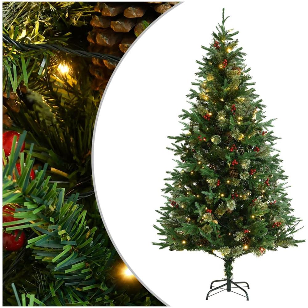Albero di Natale con LED e Pigne Verde 195 cm PVC e PE - Foto 1