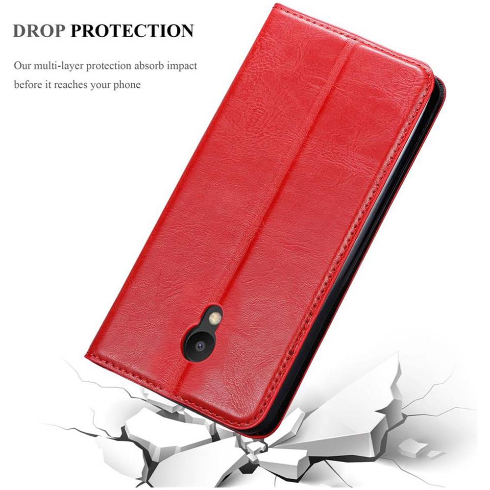 Cadorabo Custodia Compatibile Con Meizu M6s In Rosso Mela - Coperchio Protettiva Con Chiusura Magnetica, Funzione Stand E Tasca Per Le Carte - Foto 8